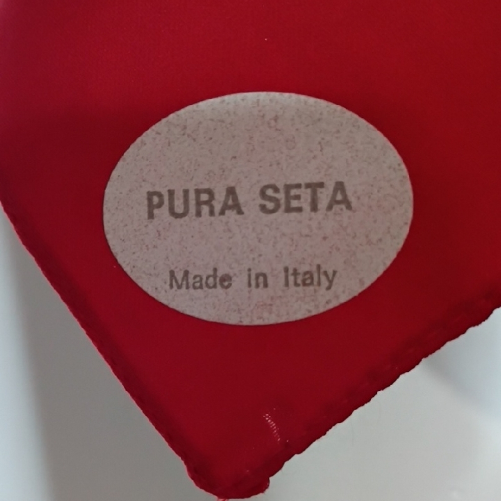 Vintage Scarf Pura Seta Art Of The Scarf Made In Italy Red Blue Chain Square - Picture 4 of 10